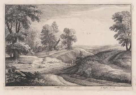 Landscape with a house on a hill, Wenceslaus Hollar, 1651 Canvas Print