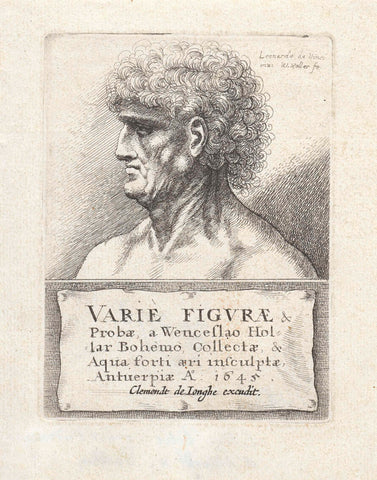 Men's head with curly hair, and profile, Wenceslaus Hollar, 1645 Canvas Print