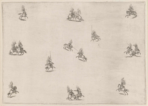 Sixteen riders with lances, Stefano della Bella, 1652 Canvas Print