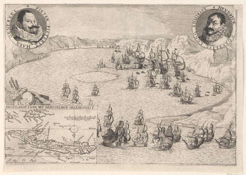 Conquest of the Treasure Fleet in the Bay of Matanzas by Admiral Piet Heyn, 1628, Claes Jansz. Visscher (II) (workshop or), 1628 Canvas Print