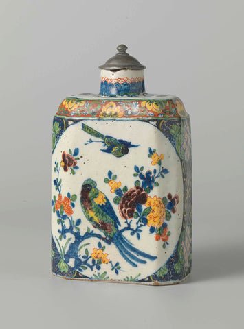 Tea bus of faience with lid of tin, anonymous, c. 1750 - c. 1770 Canvas Print