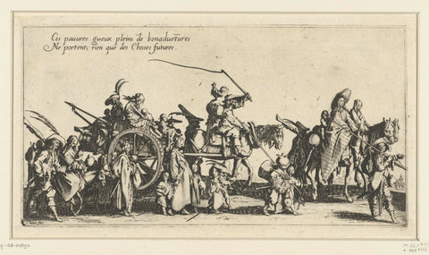 Roma with horses and cart on the road, Jacques Callot, 1621 - 1631 Canvas Print