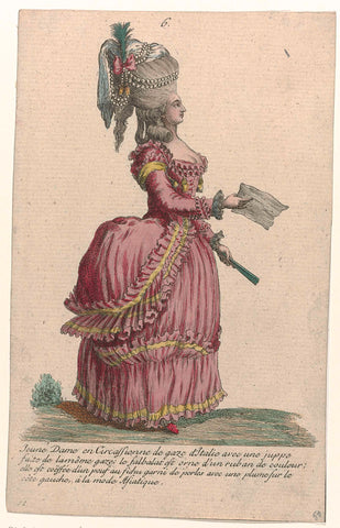 Gallerie des Modes et Costumes Français, 1785, nr. 6, nr. 11, Kopie naar N 78 : Jeune Dame en Circassienn (...), Pierre Gleich (possibly), c. 1785 Canvas Print