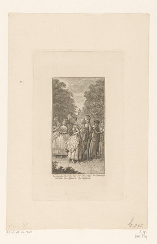 Ladies and gentlemen in fashionable clothing, Daniel Nikolaus Chodowiecki, 1781 Canvas Print