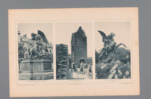 Three Views of Hamburg, depicted the Kriegerdenkmal by Johannes Schilling, the Thurm der Eulenburg and the Walkürengruppe statue by Bruno Kruse, Wilhelm Dreesen, 1894 Canvas Print