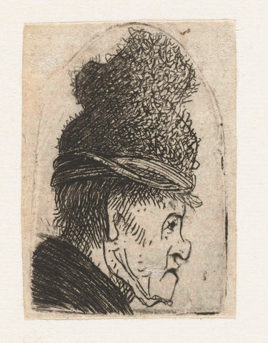 Grotesque profile: man in a high cap, Rembrandt van Rijn, c. 1629 Canvas Print