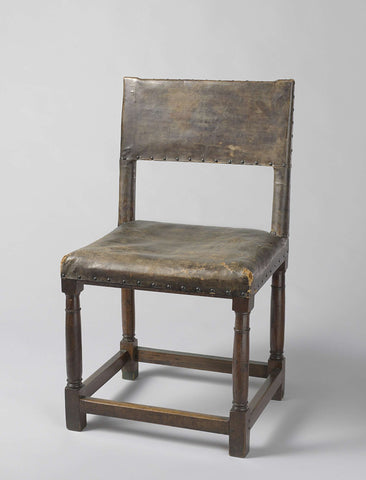 Chair with column legs, covered with cowhide leather, anonymous, 1600 - 1650 Canvas Print