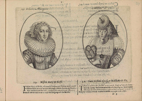 Portraits of the courtesans named Schone Maritje and Madame Agnes de Vit, Crispijn van de Passe (II), 1635 Canvas Print