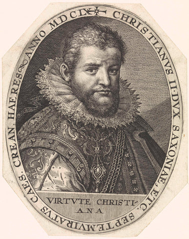 Portrait of Christian II of Saxony, Crispijn van de Passe (I), 1609 Canvas Print