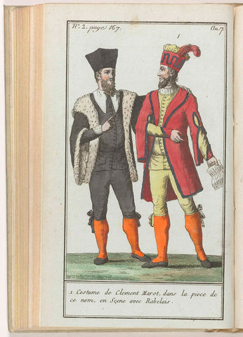 Le Mois, Journal historique, littéraire et critique, avec figures, Tome 1, No. 2, page 167, An. 7 (1798-1799): 1. Costume of Clement Marot..., L.F. Labrousse (possibly), 1798 - 1799 Canvas Print