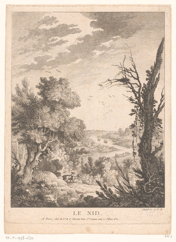 Landscape with deer, rabbits and birds and in the background a river, Pierre Quentin Chedel, c. 1753 - c. 1782 Canvas Print