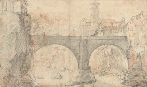 View of Cividale Devil's Bridge, Federico Zuccaro, 1564 Canvas Print