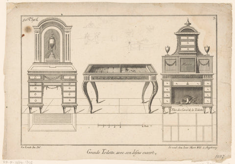 Toilettafels en speeltafel, anonymous, in or after 1784 - 1806 Canvas Print