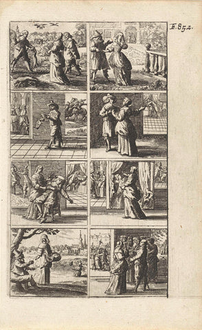 Story with depictions of murder and death penalty (F. 852.), Abraham Dircksz. Santvoort, 1667 Canvas Print
