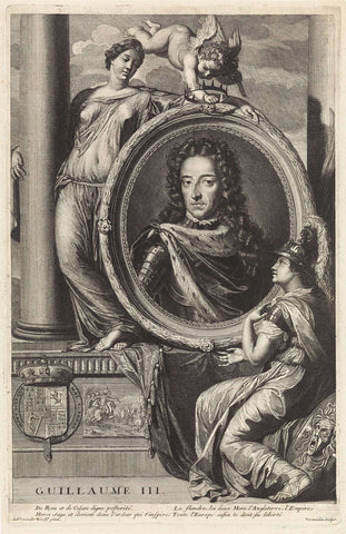 Portret van Willem III, prins van Oranje-Nassau, koning van Engeland, Cornelis Martinus Vermeulen, 1697 - 1709 Canvas Print