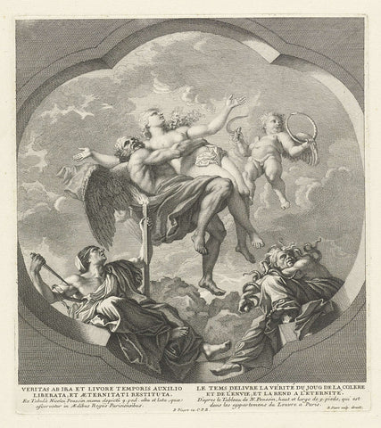 Ceiling painting with allegorical figures, Bernard Picart, 1692 - 1696 Canvas Print