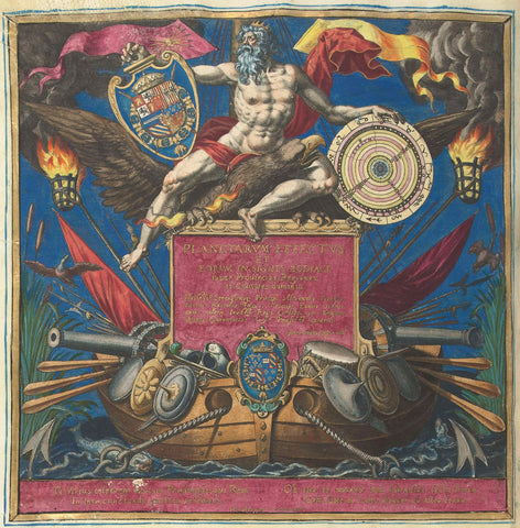 Jupiter and a warship with the coat of arms of Alessandro Farnese, Johann Sadeler (I), 1585 Canvas Print