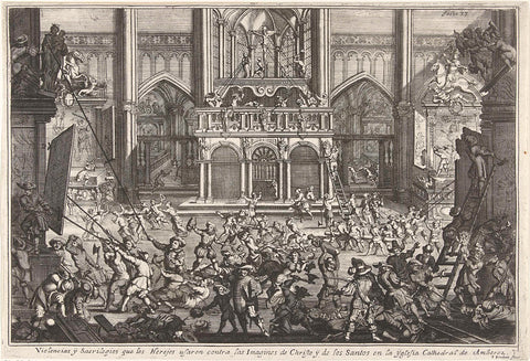 Beeldenstorm in de Onze-Lieve-Vrouwekathedraal te Antwerpen, 1566, Gaspar Bouttats, 1650 - 1695 Canvas Print