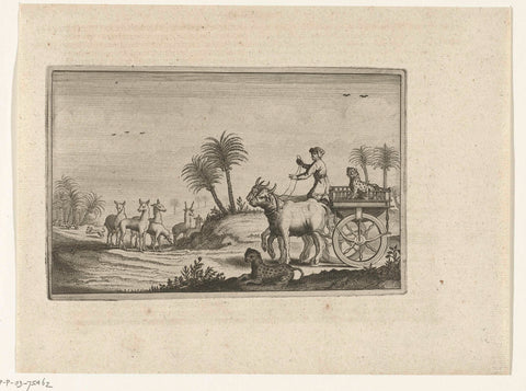 Hunting with leopards at Surat, 1620, Adriaen Matham (attributed to), 1646 Canvas Print