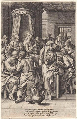 Last Supper, Antonie Wierix (II), 1583 - 1587 Canvas Print