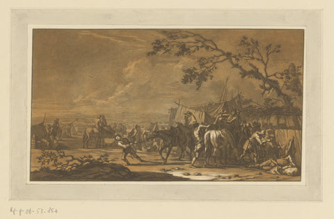 Soldiers in the encampment, Christian Rugendas, 1718 - 1781 Canvas Print