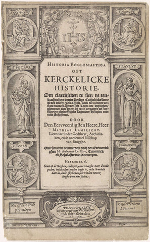 Titelpagina van: Mathias Lambrecht, Historia Ecclesiastica, 1609., W. de Oostrum, 1609 Canvas Print