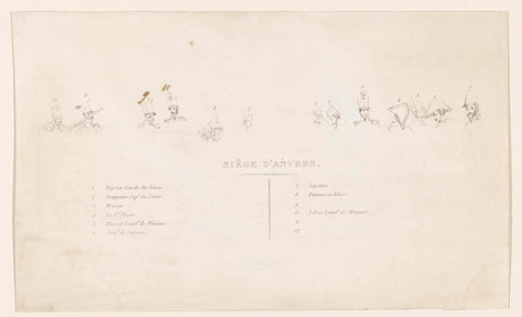 Key to the print of the French army undermining the lunet of Saint-Laurent, 13 December 1832, Jean Pierre Marie Jazet (attributed to), 1832 - 1833 Canvas Print