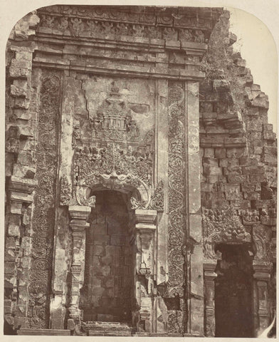 Candi Kalasan (Buddhist), one of the niches decorated with floral designs and the kala-makara motif. Kalasan, Yogyakarta district, D.I. Yogyakarta province, 8th -9th century., Isidore Kinsbergen, 1865 Canvas Print