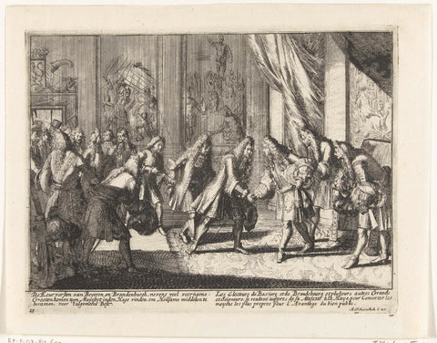 The Electors of Bavaria and brandenburg visiting King William III, 1691, Pieter Pickaert (possibly), 1691 Canvas Print