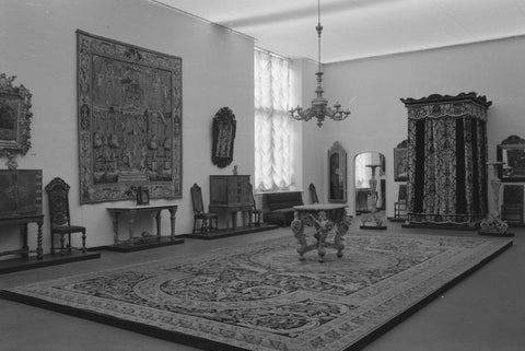 Room 165 with tapestries and floor carpets and furniture, 1952 Canvas Print