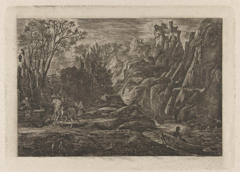 Horseman and death in the landscape, Rodolphe Bresdin, 1866 Canvas Print