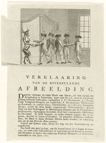 Cartoon on shooters of the Rotterdam company de Unie, 1786, anonymous, 1786 Canvas Print