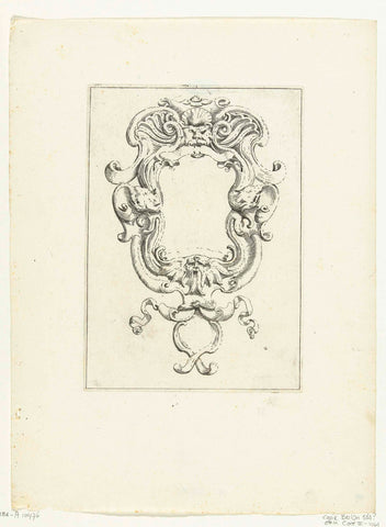 Cartouche with two masks, Agostino Mitelli, after 1619 - before 1642 Canvas Print