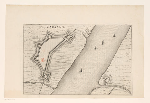 Fortress map of Cadzand, anonymous, 1652 Canvas Print