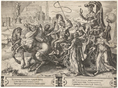 Triumphal chariot with Pride (Superbia), Cornelis Cort, 1564 Canvas Print