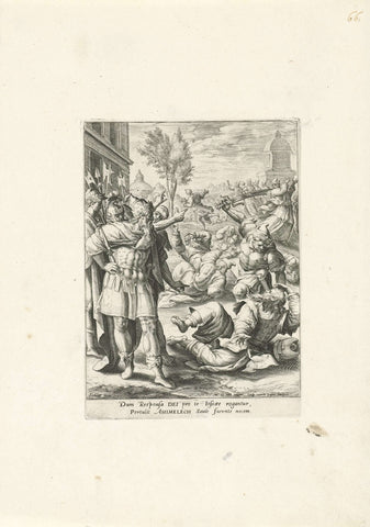 Saul avenges himself on the priests of Nob, Crispijn van de Passe (I), 1591 Canvas Print