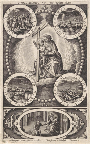 Triomferende Maria en Christuskind, Hieronymus Wierix, 1611 - before 1619 Canvas Print