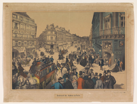 View of the Boulevard des Italiens in Paris, anonymous, 1829 - 1880 Canvas Print