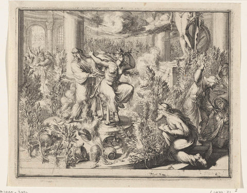 Priesteres Pythia in de tempel van Delphi, Romeyn de Hooghe (attributed to), 1687 Canvas Print