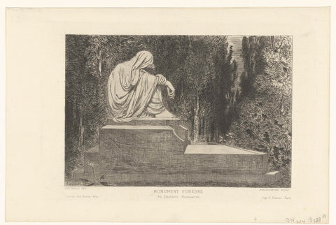 Funerary monument with statue on Montmartre cemetery, Félix Bracquemond, 1867 Canvas Print