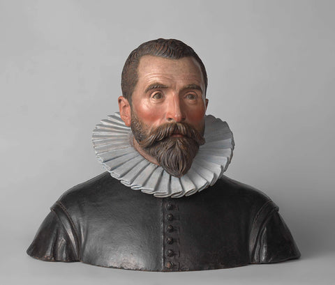 Portrait Bust of Johann Neudörfer the Younger, Johan Gregor van der Schardt, c. 1570 - c. 1590 Canvas Print