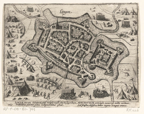 Lingen taken by Spinola, 1605, anonymous, 1613 - 1615 Canvas Print