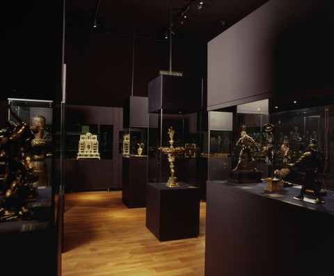 Treasury (room 251) with images and a jug in display cases, 2001 Canvas Print