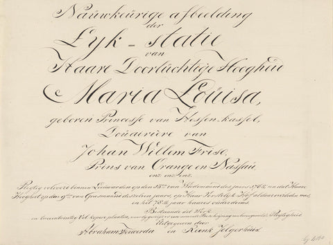 Title for the series of plates of the funeral of Princess Maria Louise, 1765, anonymous, 1800 - 1899 Canvas Print