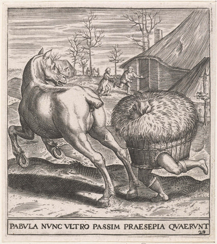 Hay runs after the horse, Johann Theodor de Bry, 1596 Canvas Print