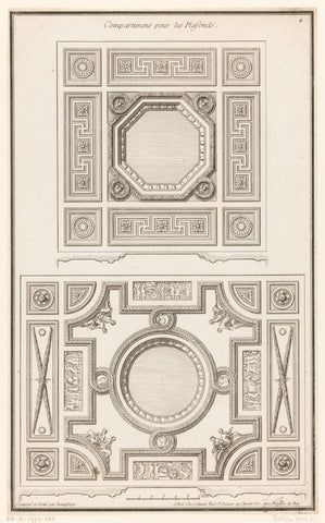 Ceilings with floral motifs and figures, Jean François de Neufforge, 1763 Canvas Print