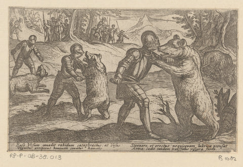 Armed men fight with bears, Antonio Tempesta, 1602 Canvas Print