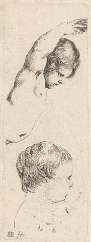 Head of a child and a child in half, Stefano della Bella, 1620 - 1657 Canvas Print