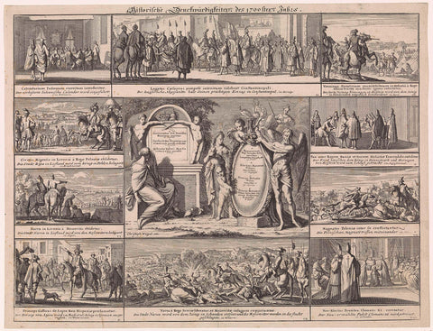 Ten performances with the most important events of the year 1700, Caspar Luyken, 1700 - 1708 Canvas Print