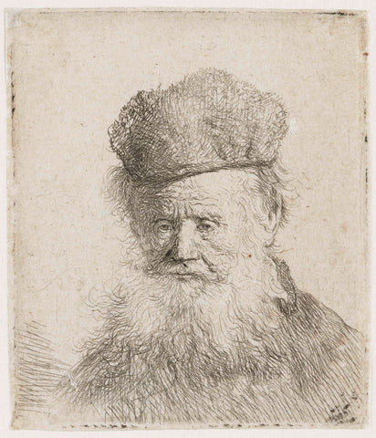 Old Man with a Fur Cap and Flowing Beard, Rembrandt van Rijn, c. 1631 Canvas Print